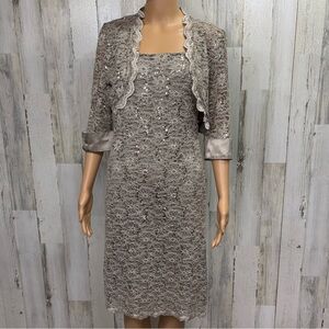 R&M Richards Sequined‎ Lace Jacket Dress